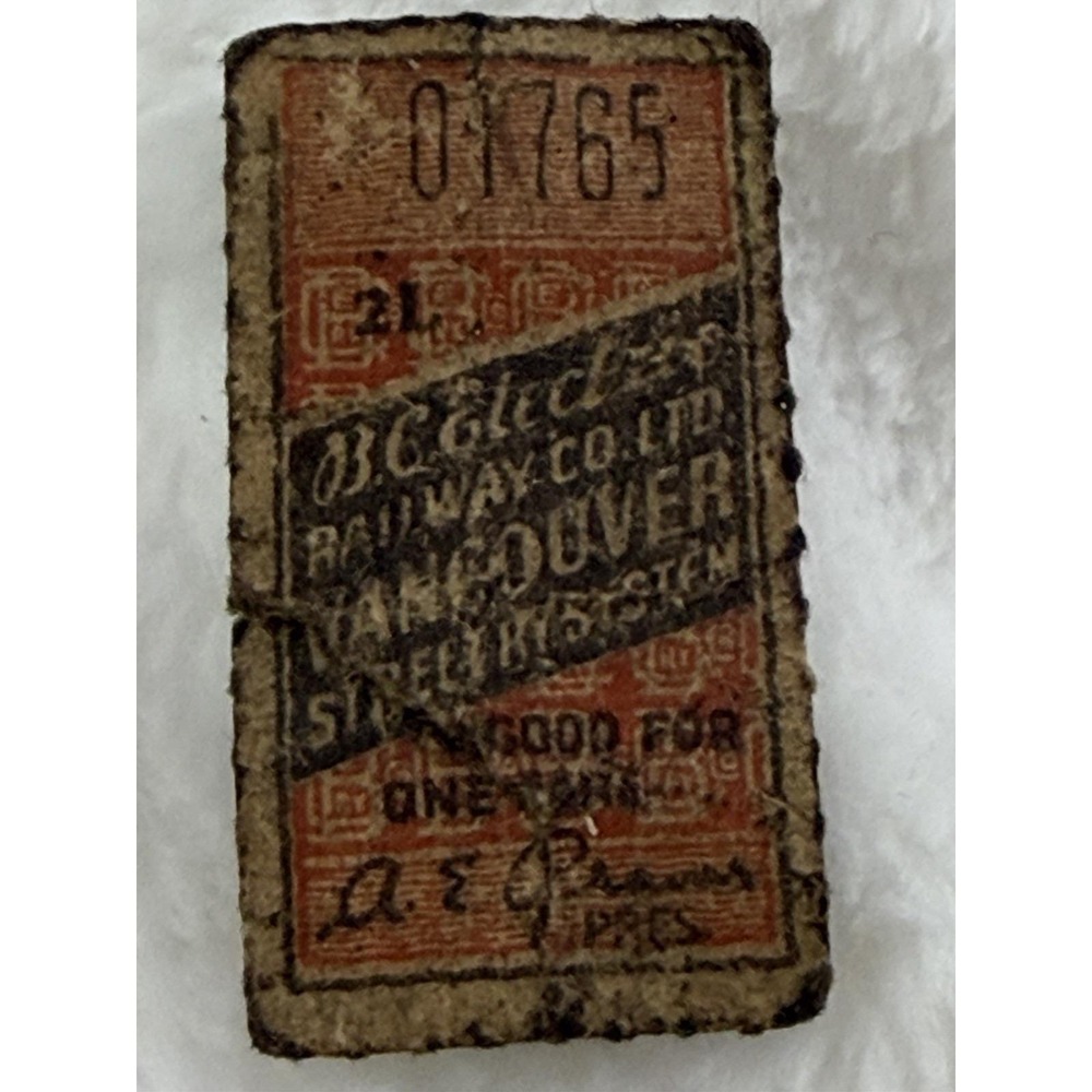 ORIG 1920 BCE Vancouver Canada British Columbia Railway Ticket Tram Pass - Picture 2 of 9